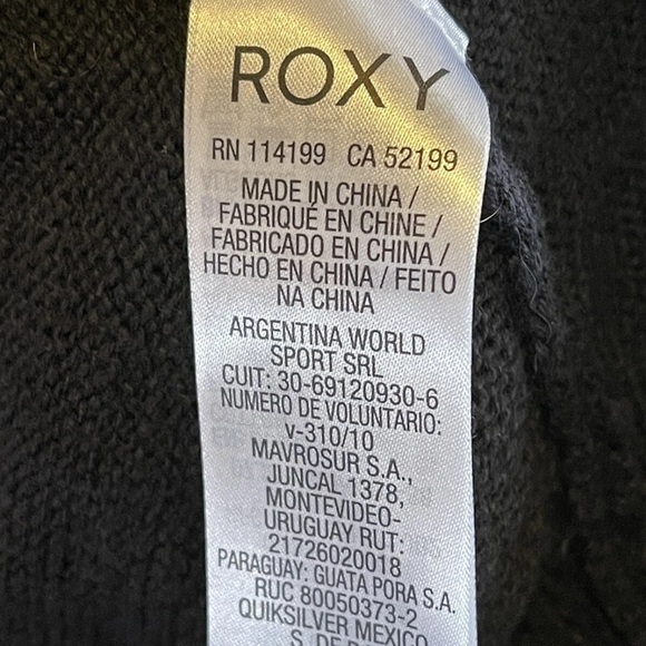 Roxy Sweater Navy Blue Sz M Open Cardigan Hood Mesh Sleeves Cotton Beach 90s Y2K - Picture 10 of 12
